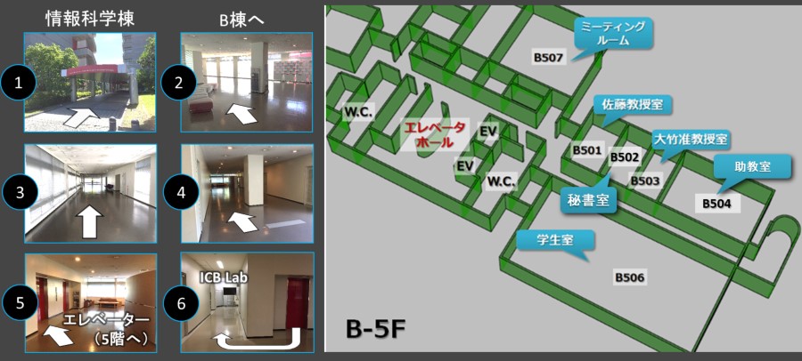 Guide to the laboratory from the building entrance